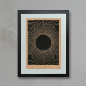 Impresión en linóleo Eclipse marrón | Sol