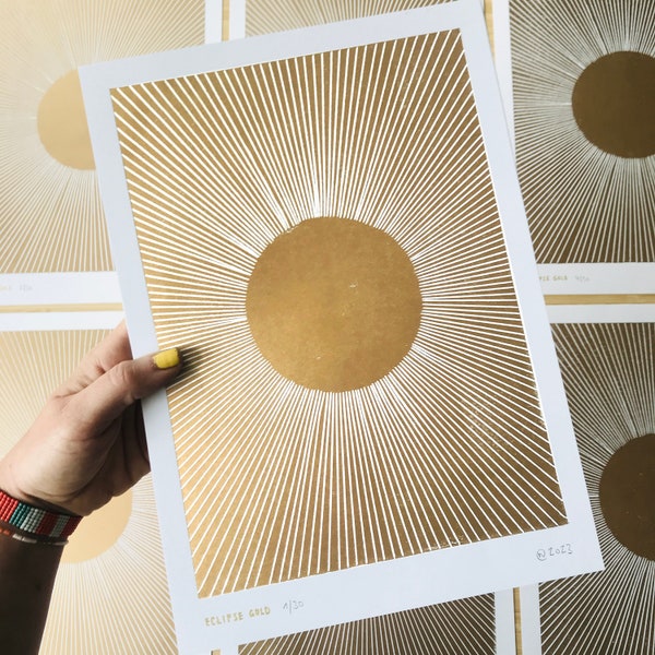 Linoldruck Eclipse gold | Limitierte Edition