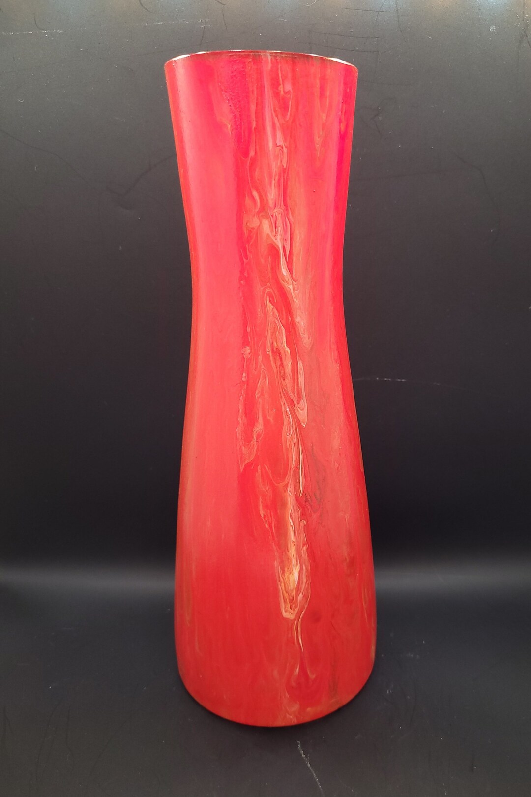 Handpainted Glass Vase Acrylic Pour Painting One of a Kind Oval Vase