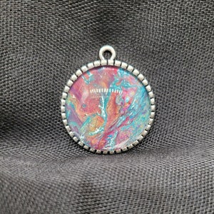 Unique hand-painted glass cabochon pendant, perfect for all occasions