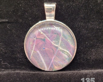 Hand-painted glass cabochon pendant