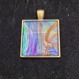 Unique hand-painted heart shaped glass cabochon pendant, perfect for all occasions