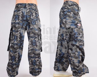 Unisex Oversized Y2k UFO Classic Navy Camo Wind Cargopant