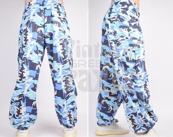 Unisex Oversized Y2k UFO Classic Blau Army look Camouflage Wind Cargo Fallschirm Hose