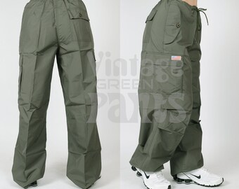 Pantalon de parachute cargo indéchirable vert Army Girly -83145_09