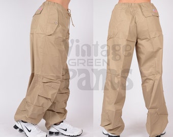 Pantalon de parachute phat baggy beige rétro des années 90