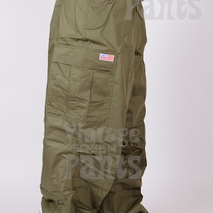 Vintage Olive Green Fully Lined Parachute cargopant