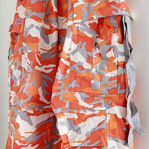 Kids retro Orange Army Camouflage XXS Baggy Unisex Oversized Y2k UFO Classic Parachute Wind Cargopants laatste kans zdjęcie 4