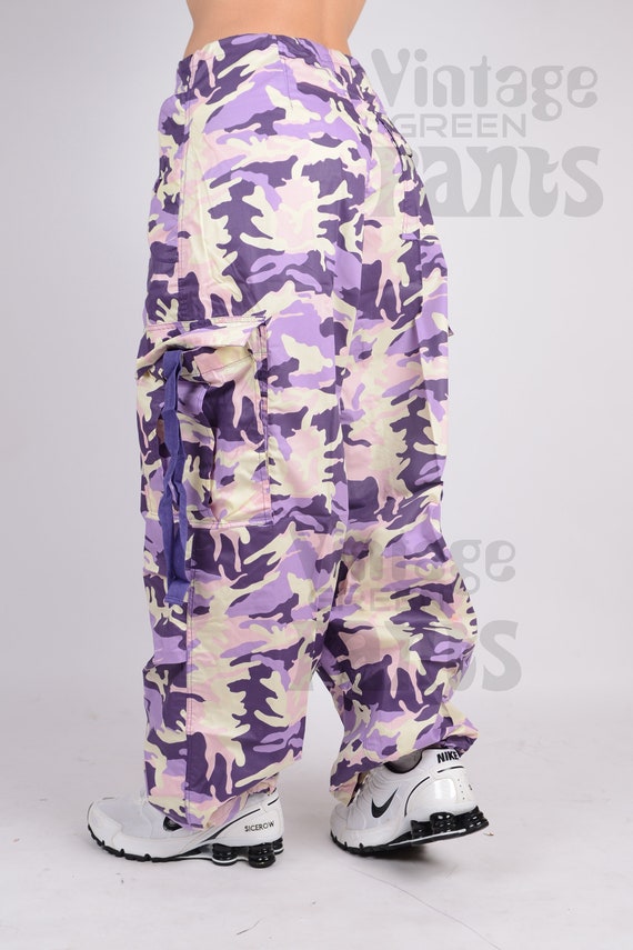 Pantalon de parachute retro surdimensionne XXXS Y2k UFO Classic violet camouflage pour enfants Etsy Canada