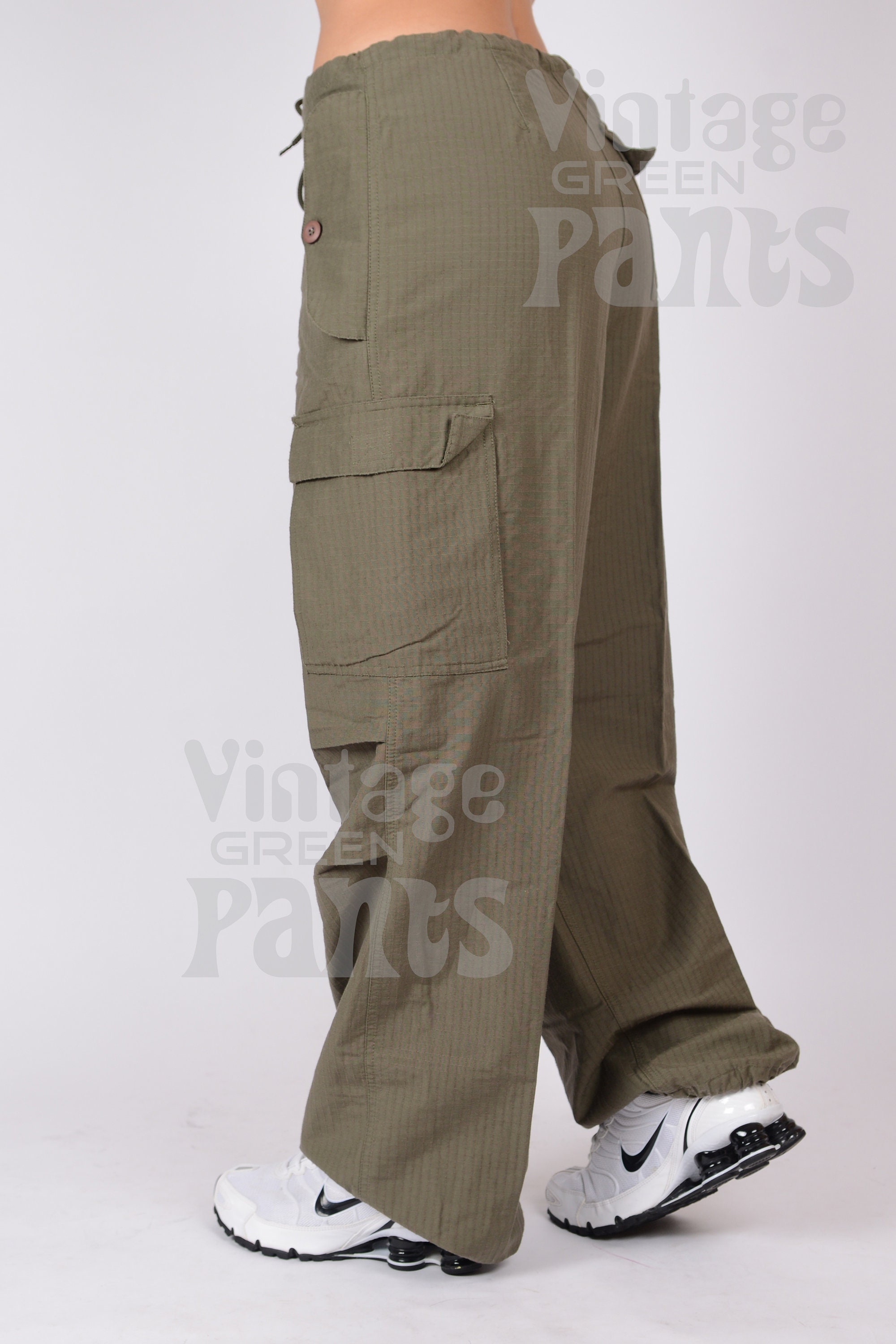 Vintage Olive Green Baggy Cargo Parachute Pant 83795_09 - Etsy