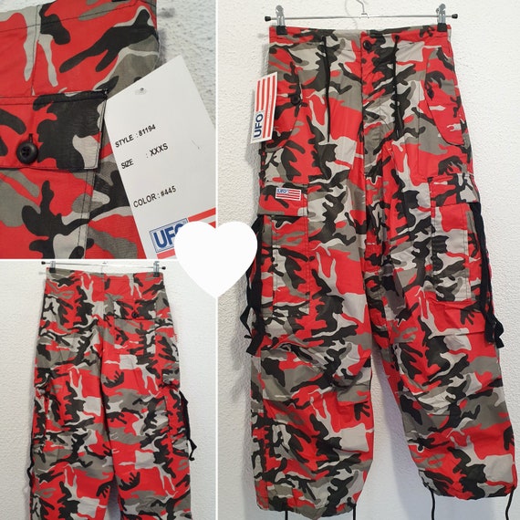 Kids Retro Red Army Camouflage XXXS Baggy Unisex Oversized Y2k UFO Classic Parachute Wind Cargopants Etsy