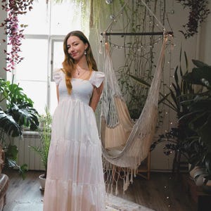 Beautiful white cotton dress, Cottagecore dress, boho chic