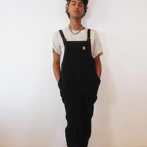 Unisex dungarees in black, corduroy, relaxed fit