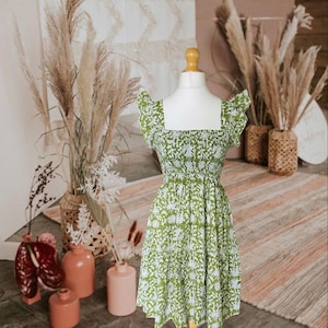 Hand Block Printed Cotton Sundress: Boho Resort Wear with Pockets