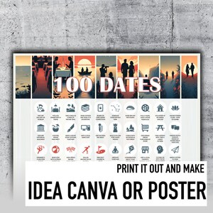 100 Date-Ideen mit deiner Liebe / Poster, Leinwand, ausgeschnittene Karten, für gemeinsame Zeit, Ideenglas, Ideenbox