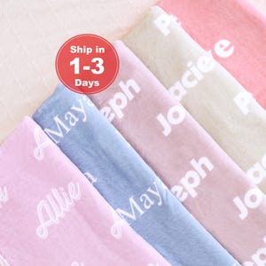 Custom Minky Blanket with Name, Personalized Baby Girl Blanket, Nursery Name Blanket for Newborn, Christmas Gift for Kids, Custom Gift