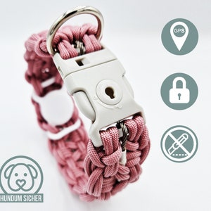 GPS tracker dog collar | hidden Apple AirTag holder | optional anti-theft protection [pale pink]