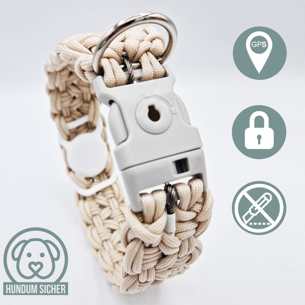 GPS Tracker Dog Collar | hidden Apple AirTag holder [beige]
