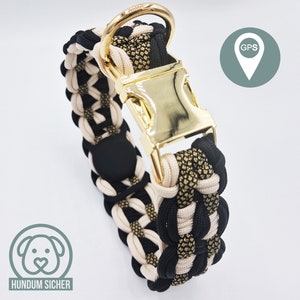 GPS Tracker Dog Collar | Hidden Apple AirTag Holder [Gold, Black & Beige]