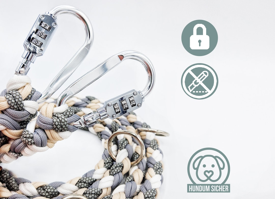 Anti-theft Dog Leash Made of Paracord - Lockable With Lock [beige/white ...