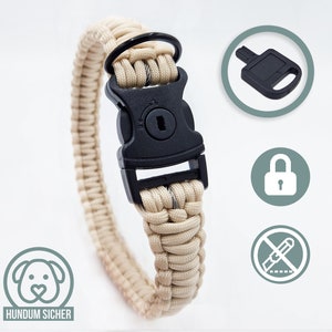 Anti-theft dog collar - lockable with lock [beige]