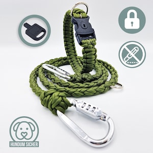 Anti-theft dog leash and collar set - lockable with lock [green]