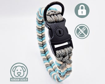 Anti-theft dog collar - lockable with lock [beige, gray & blue]