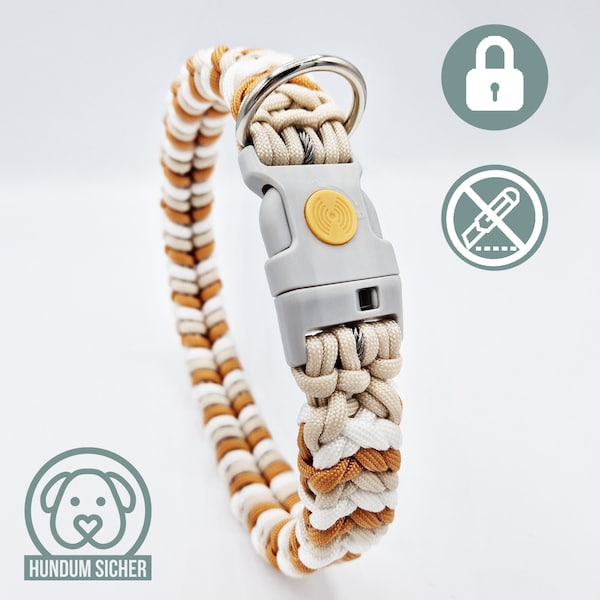 Anti-theft collar for dogs - lockable with magnetic lock [Beige & White with Copper, Green, Grey, Blue or Black]
