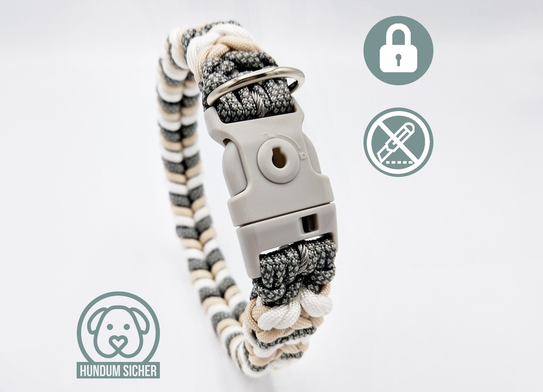 Antitheft Dog Collar Lockable With Lock [beige, Grey & White] Etsy