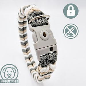 Anti-theft dog collar - lockable with lock [beige, grey & white]