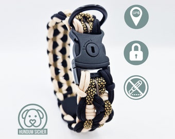 GPS tracker dog collar | hidden Apple AirTag mount | optionally with anti-theft device [gold/beige/black]