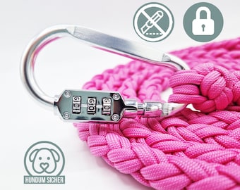Anti-theft Dog Leash Made of Paracord Lockable With Lock [pink