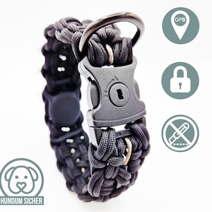GPS Tracker Dog Collar | Hidden Apple AirTag Holder | Optional Anti-Theft Protection [Black]
