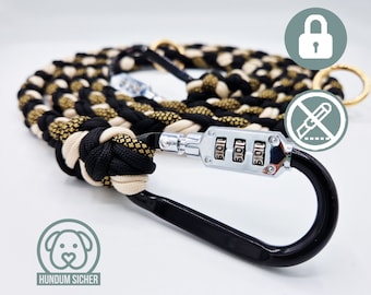 Anti-theft Dog Leash Made of Paracord Lockable With Lock [gold