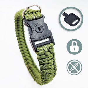Anti-theft dog collar - lockable with lock [green]