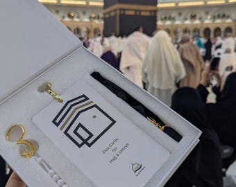 Hajj and Umrah Dua Card Kit with Lanyard and 7-Bead Tawaaf Tasbih – Essential Pilgrimage Gift Set