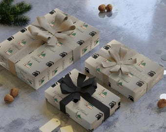 Islamic Gift Wrapping Paper | Kaaba and Prophet's Mosque Gold Wrap | Ramadan Eid Mubarak Gift Wrap | Muslim Presents