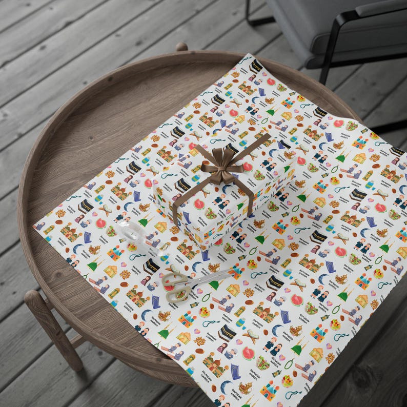 Kids Islamic Gift Wrapping Paper | Colourful Eid Ramadan Gift Wrap | Kaaba, Quran Mosque Design | Muslim Children Gifts image 2