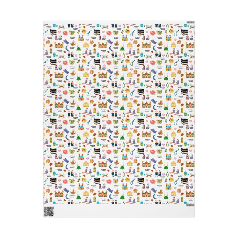 Kids Islamic Gift Wrapping Paper | Colourful Eid Ramadan Gift Wrap | Kaaba, Quran Mosque Design | Muslim Children Gifts image 3