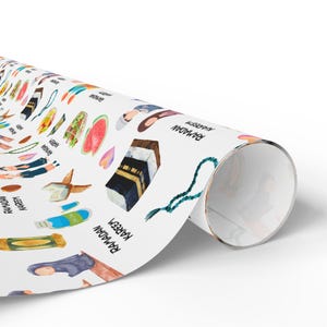 Kids Islamic Gift Wrapping Paper | Colourful Eid Ramadan Gift Wrap | Kaaba, Quran Mosque Design | Muslim Children Gifts image 4