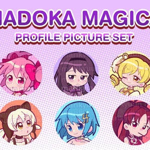 Madoka Magica - Set of 6 Matching Profile Pictures for Social Media, Twitter, Discord, Instagram, Youtube, Whatsapp, Tiktok
