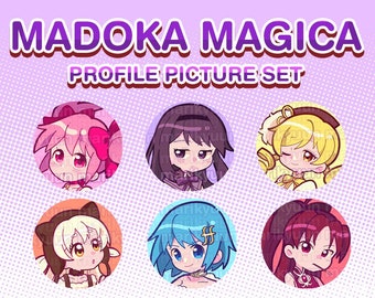 Madoka Magica - Set of 6 Matching Profile Pictures for Social Media, Twitter, Discord, Instagram, Youtube, Whatsapp, Tiktok