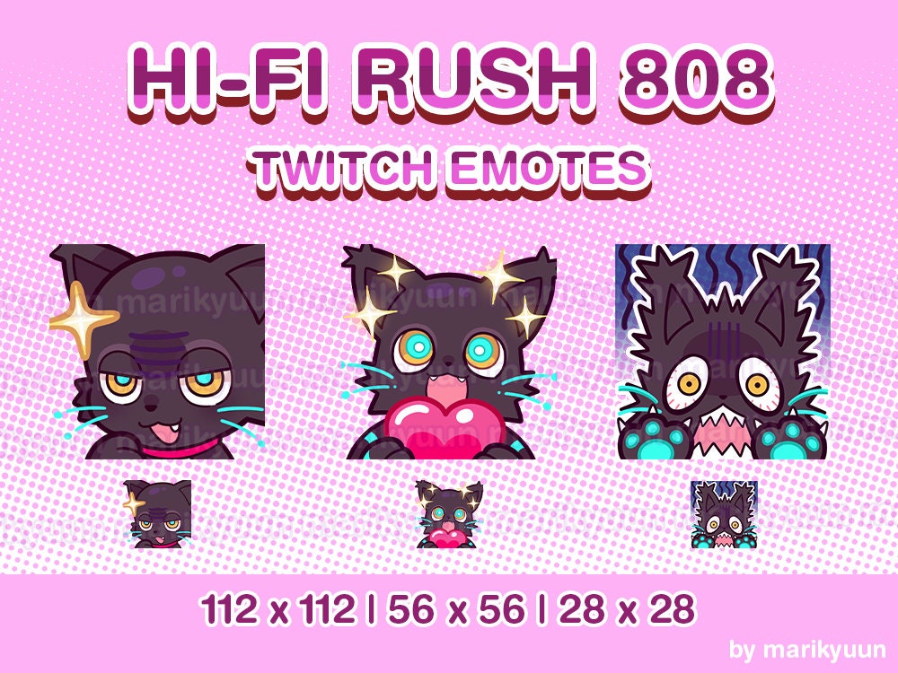 Hi-fi Rush 808 Cat - Set of 3 Emotes for Streaming on Twitch, Youtube ...