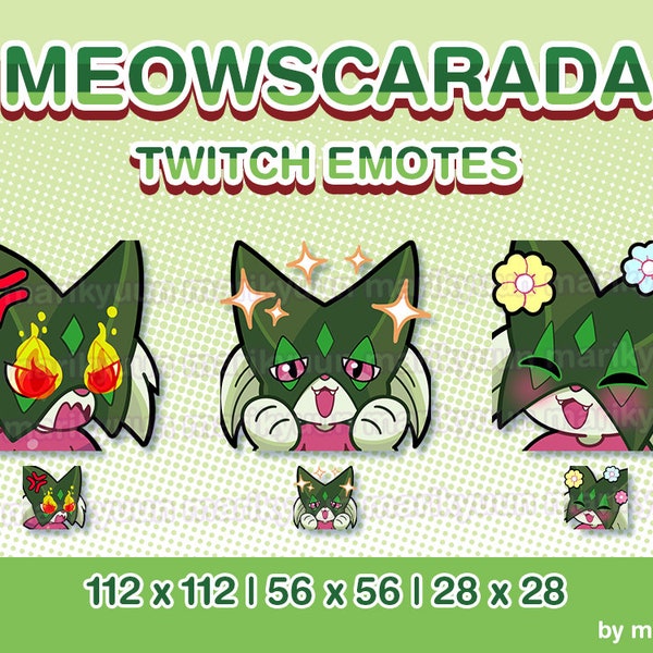 Pokémon Meowscarada - Set of 3 Emotes for Streaming on Twitch, Youtube, Discord