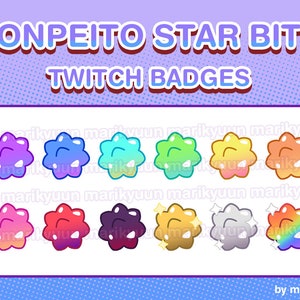 Kawaii Konpeito Star Bits Super Mario Galaxy - Sub & Bit Badges for Streaming on Twitch, Youtube, Discord