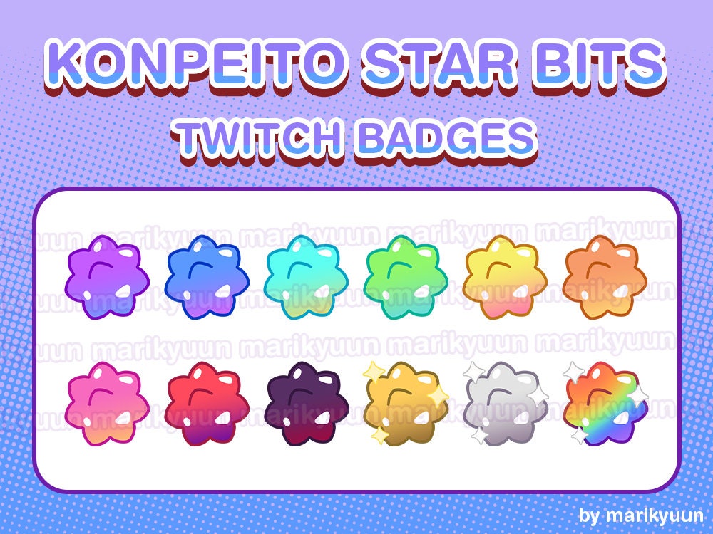 Kawaii Konpeito Star Bits Super Mario Galaxy - Sub & Bit Badges for Streaming on Twitch, Youtube, Discord