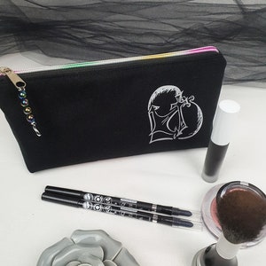 Black cosmetic bag Faith, Love, Hope in matt silver as an absolutely unique piece. Great gift for Christmas or birthday