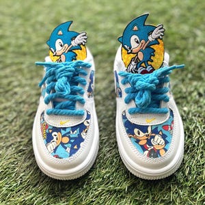 Custom Sonic / Hedgehog Air Force 1’s with Character Patches (Add Name/Age/Characters Of Choice)