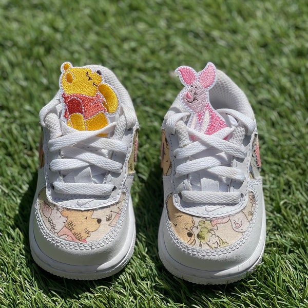 Winnie The Pooh & Piglet Style Toddlers/kids Custom Air Force 1’s