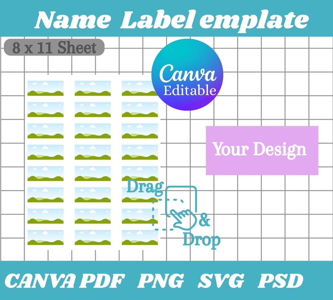 Name Label Template, Canva Editable Sticker Sheet (8.5"x11") - Etsy UK